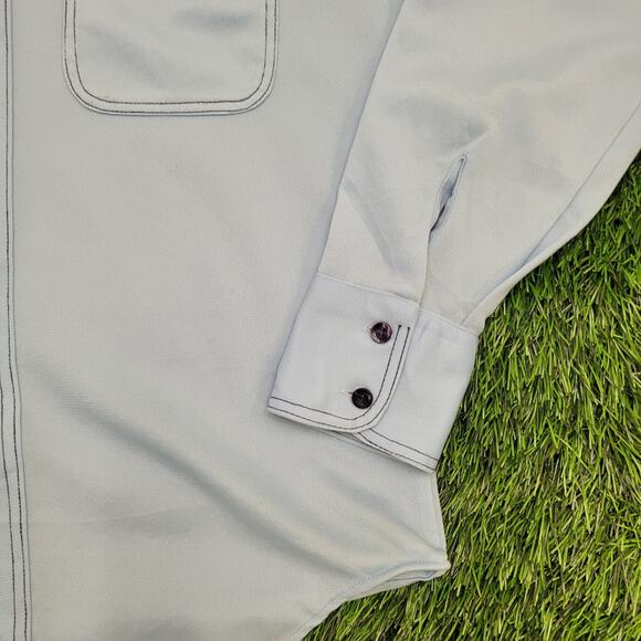 Vintage 80s Disco Hippie Polyester Shirt M 15.5 20x27 Shirttail - Picture 9 of 9